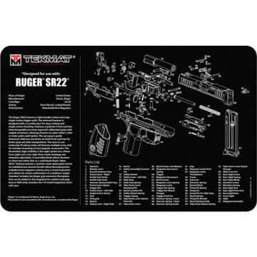 TEKMAT ARMORERS BENCH MAT 11"x17" RUGER SR-22 PISTOL