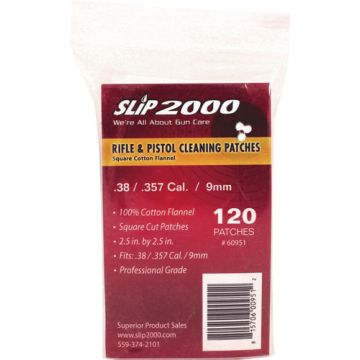 SLIP 2000 CLEANING PATCHES 2.5"SQ .38/357/40/9mm 120-PAC!