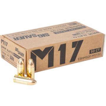 SIG AMMO 9MM 124GR +P ELITE BALL M17 FMJ 50RD 10BX/CS