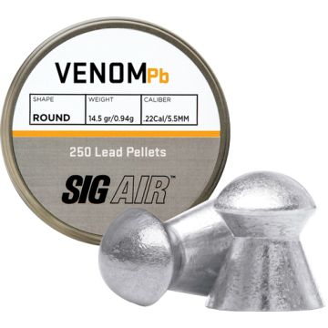 SIG PELLETS 22 VENOM 14.5GR ROUND LEAD ALLOY 250 CT